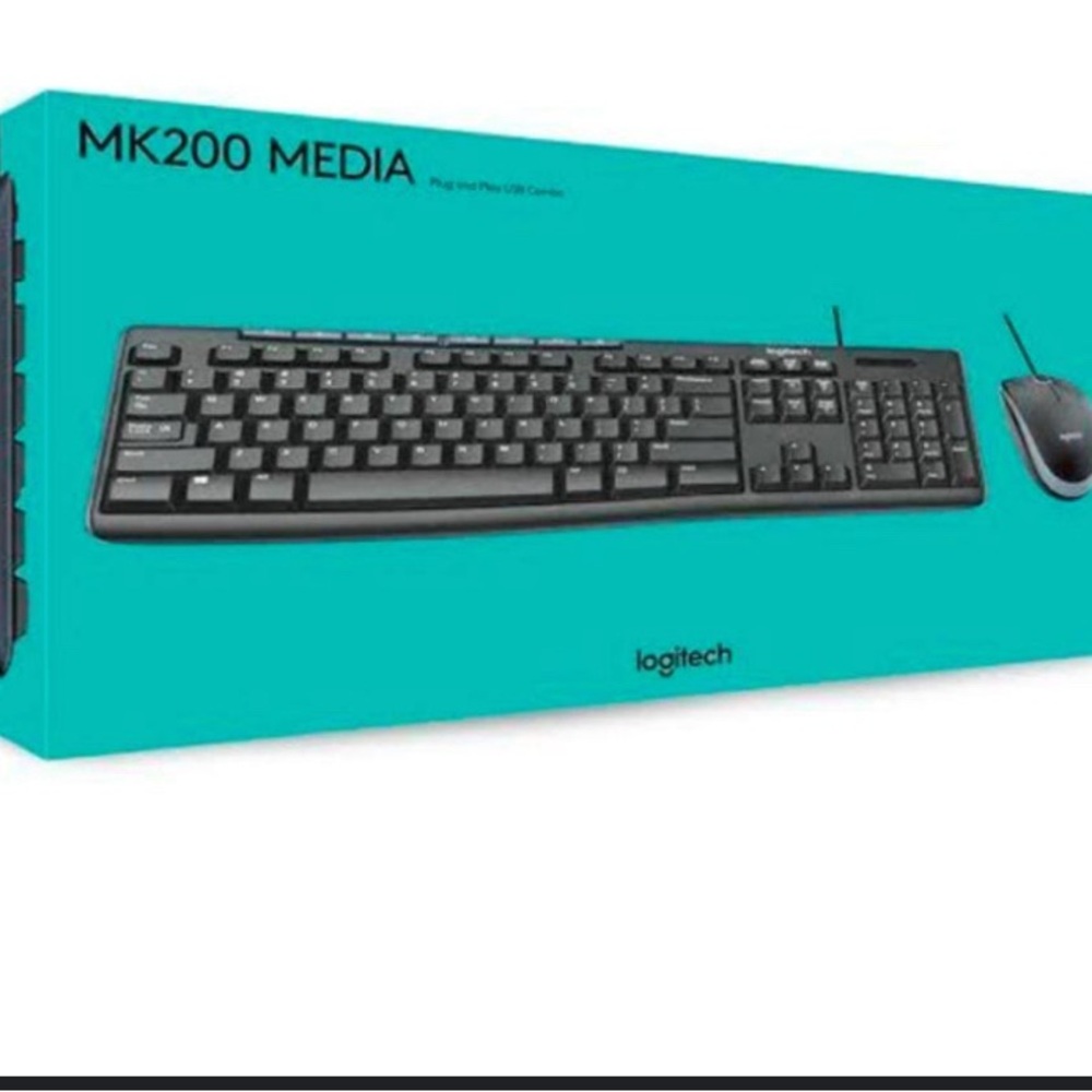 NEW! Logitech MK200 Media Keyboard and Mouse Set - Black